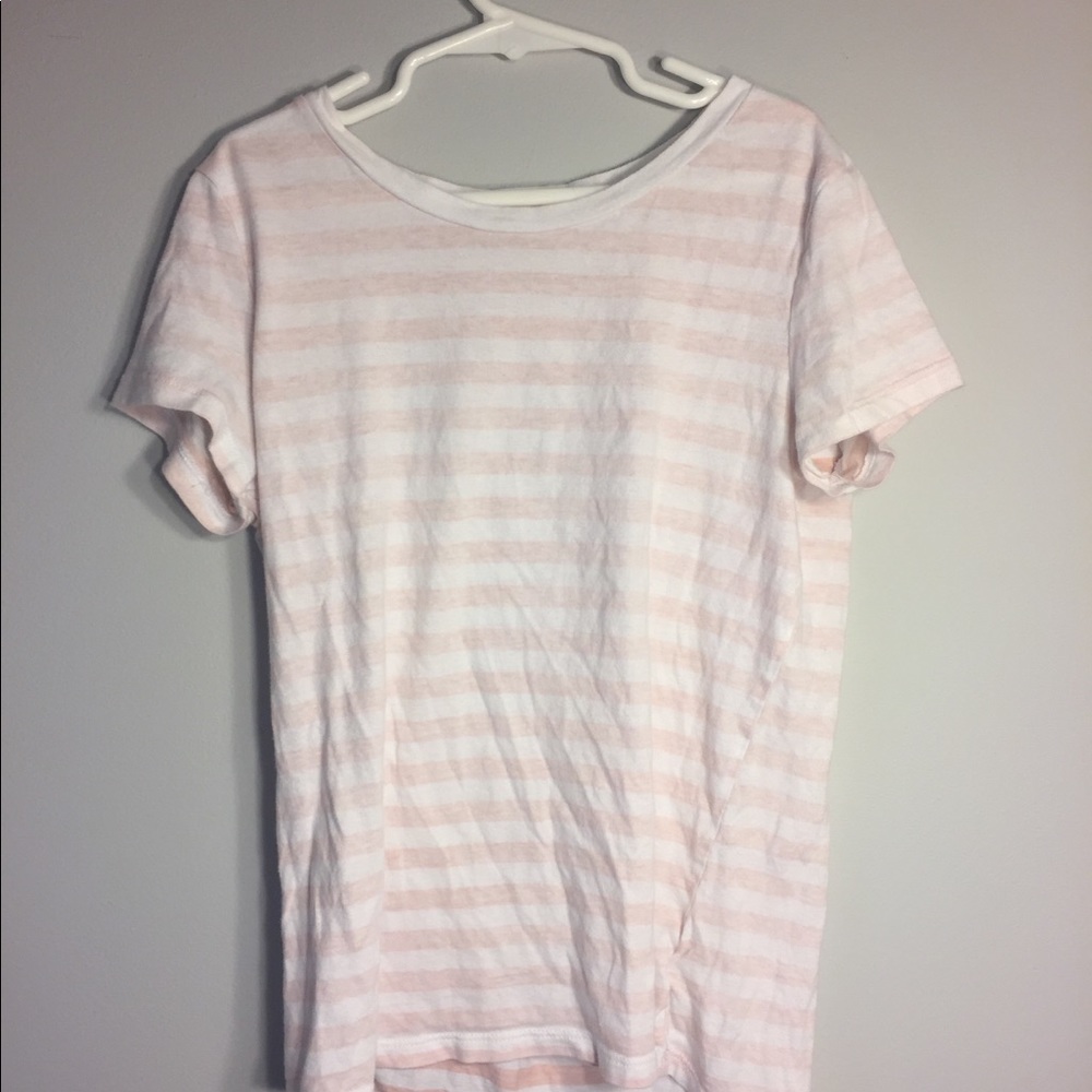pink and white stripe tee